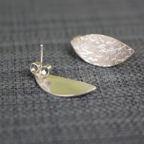 sterling silver petal shaped stud earrings by Joanne Tinley Jewellery