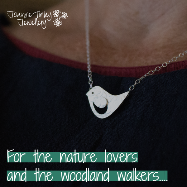 silver songbird lovebird bird necklace from Joanne Tinley Jewellery