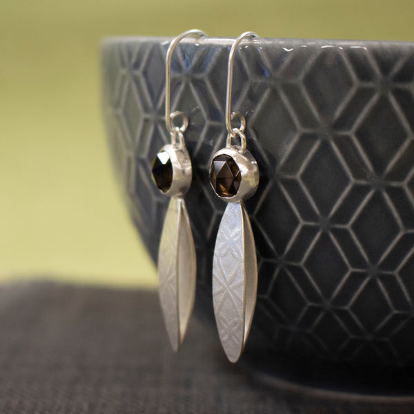smoky quartz and silver earrings by Joanne Tinley Jewellery
