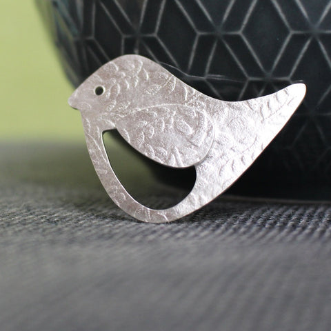 sterling silver bird and leaf brooch at Joanne Tinley Jewellery