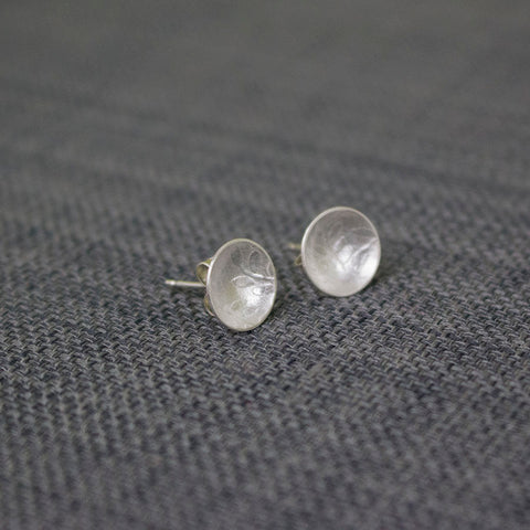 sterling silver leaf disc earring at Joanne Tinley Jewellery
