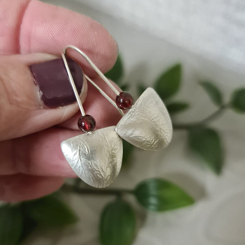 Leafy Branch Garnet Drop Earrings