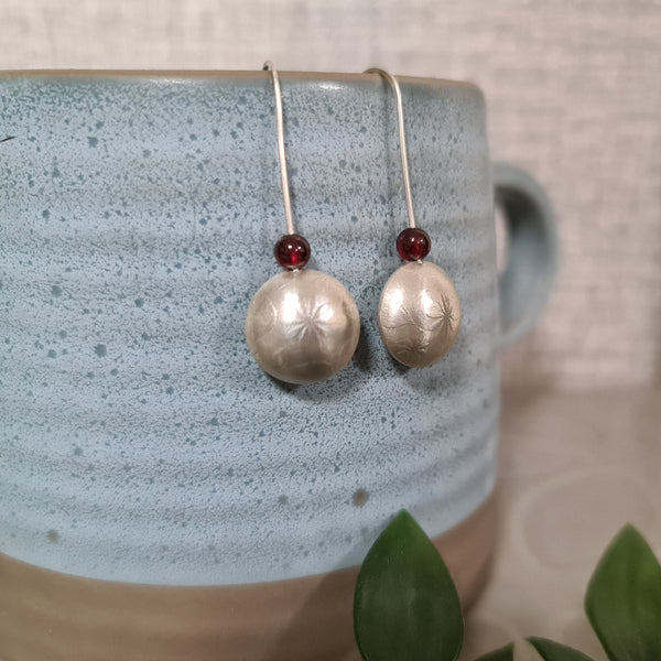 Garnet Floral Bauble Earrings