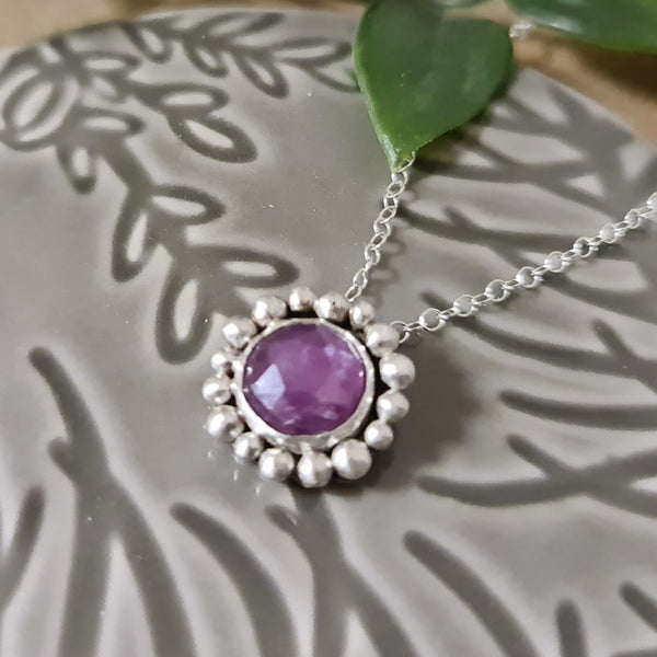 Pink Sapphire Halo Pendant