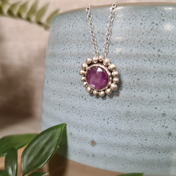 Pink Sapphire Halo Pendant