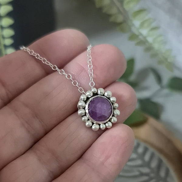 Pink Sapphire Halo Pendant