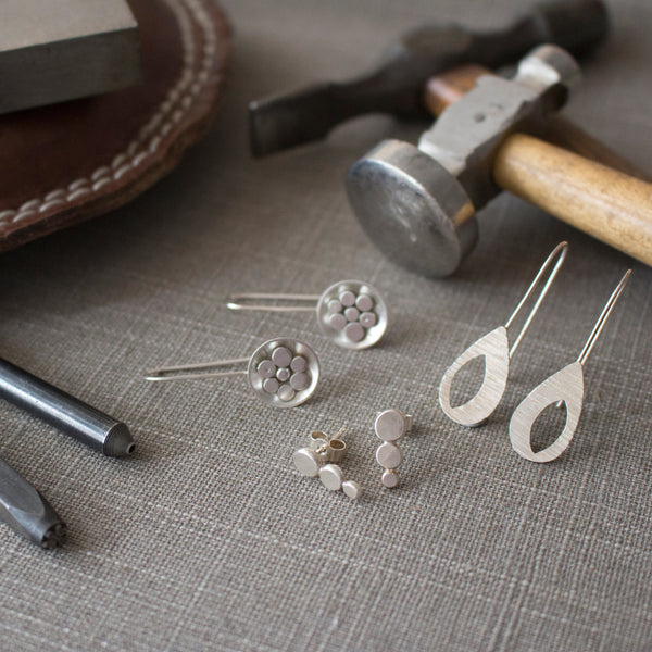 Jewellery making silver earrings workshop Joanne Tinley Jewellery