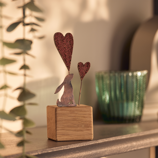 Red Heart Gazing Hare Ornament