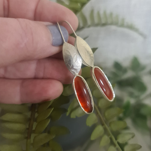 Carnelian Fan Drop Earrings
