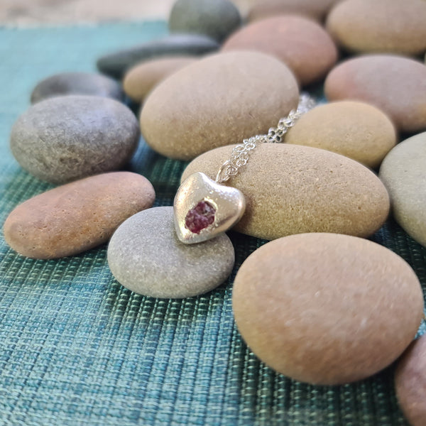 Ruby Dainty Heart Pendant