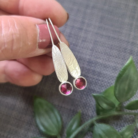 Garnet Leaf drop earrings