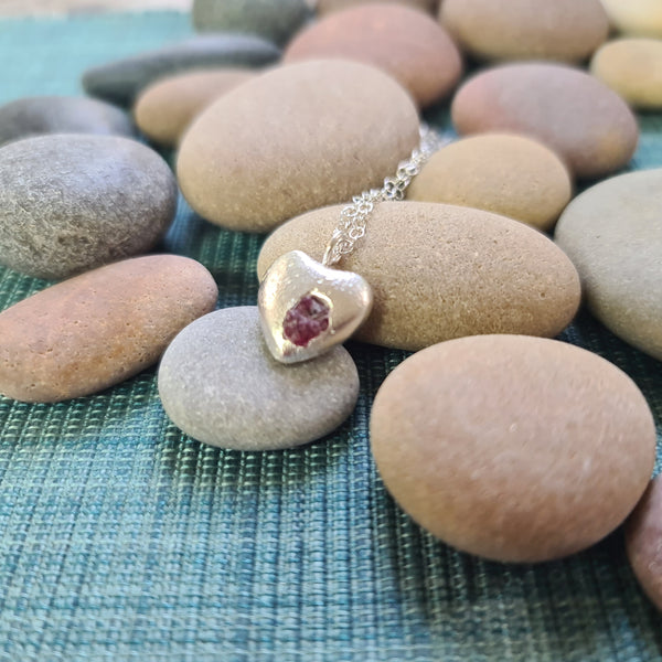Ruby Dainty Heart Pendant