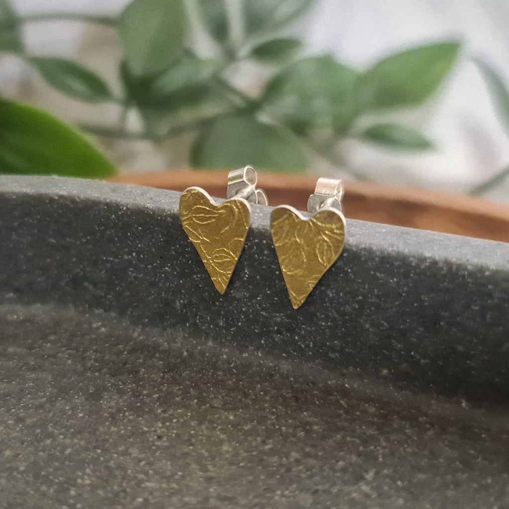 Golden Vines Heart stud earrings