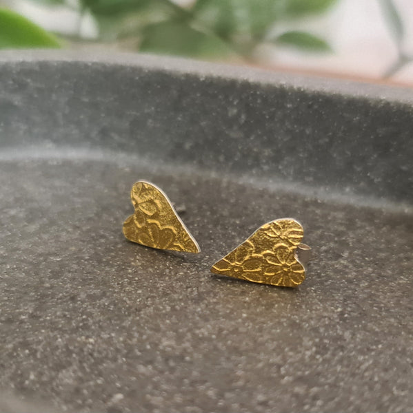 Golden Blossom Heart stud earrings