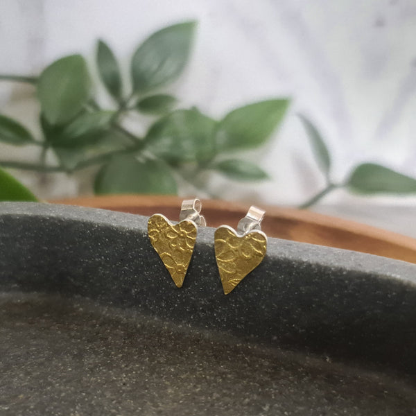 Golden Blossom Heart stud earrings