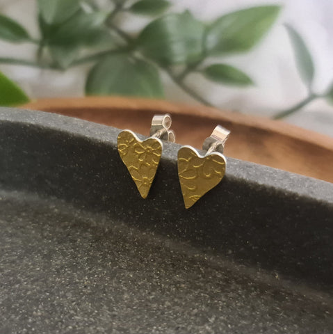 Golden Blossom Heart stud earrings