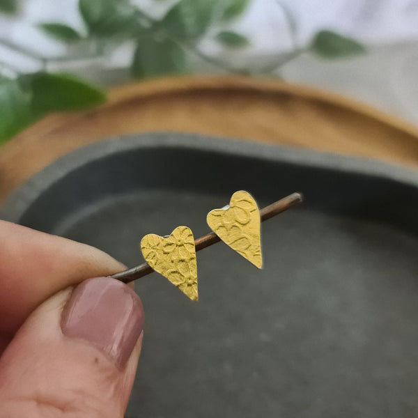Golden Blossom Heart stud earrings