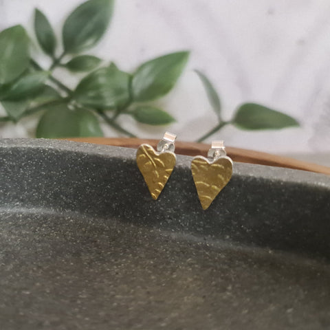 Golden Leaf Heart stud earrings