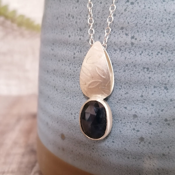 blue sapphire and sterling silver pendant by Joanne Tinley Jewellery