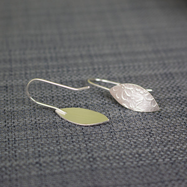 sterling silver petal shaped drop earrings by Joanne Tinley Jewellery