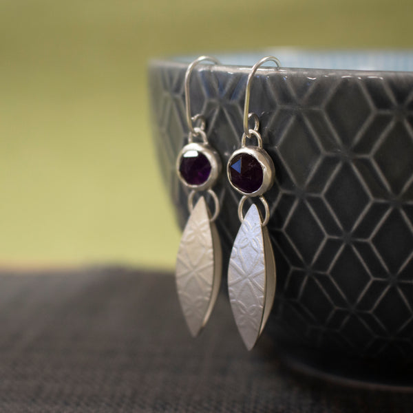 amethyst and silver earrings by Joanne Tinley Jewellery