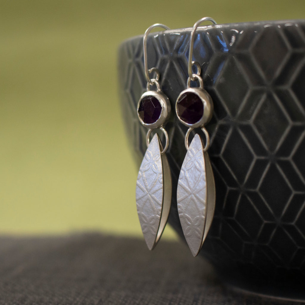 amethyst and silver earrings by Joanne Tinley Jewellery
