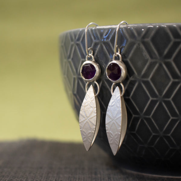 amethyst and silver earrings by Joanne Tinley Jewellery