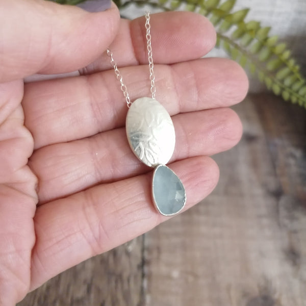 Ice Blue Aquamarine Ovals Pendant
