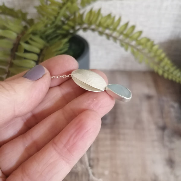 Ice Blue Aquamarine Ovals Pendant