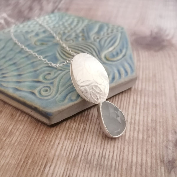 Ice Blue Aquamarine Ovals Pendant
