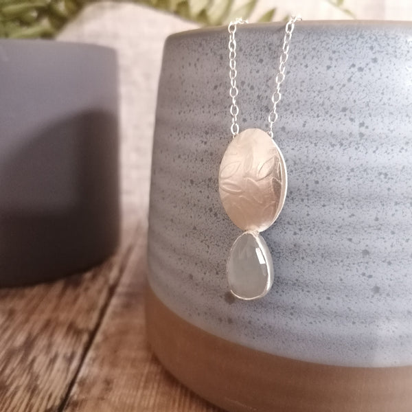 Ice Blue Aquamarine Ovals Pendant