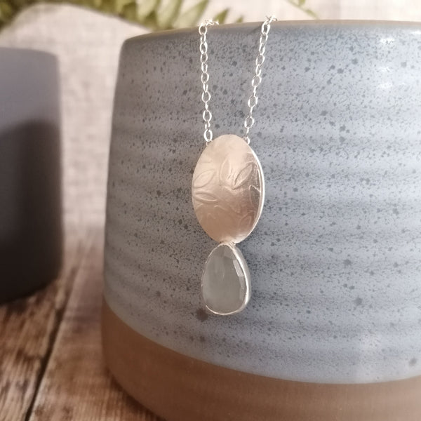 Ice Blue Aquamarine Ovals Pendant