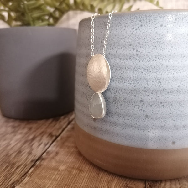 Ice Blue Aquamarine Ovals Pendant