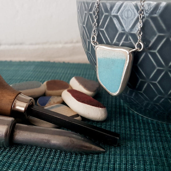sea glass and sterling silver pendant workshop | Joanne Tinley Jewellery | Jewellery Classes Hampshire