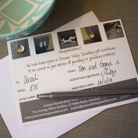 gift certificates available at Joanne Tinley Jewellery