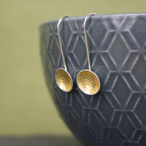 silver gold keum boo flower earring at Joanne Tinley Jewellery