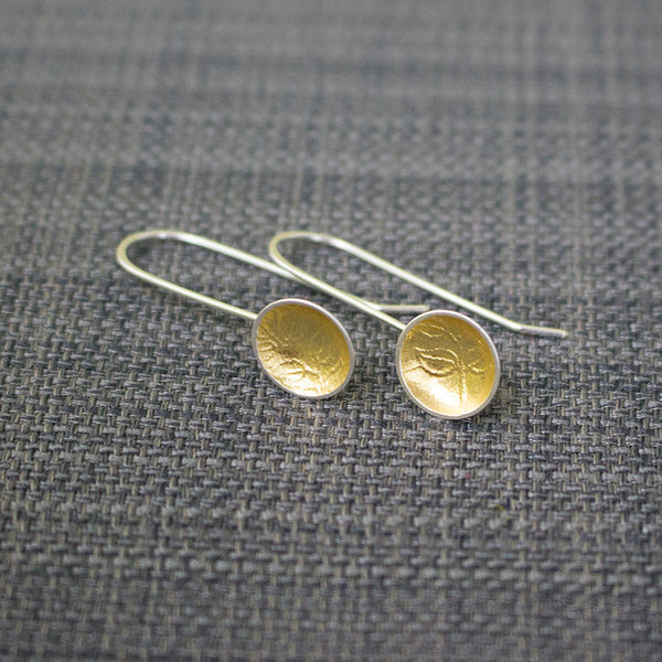silver gold keum boo leaf earring at Joanne Tinley Jewellery