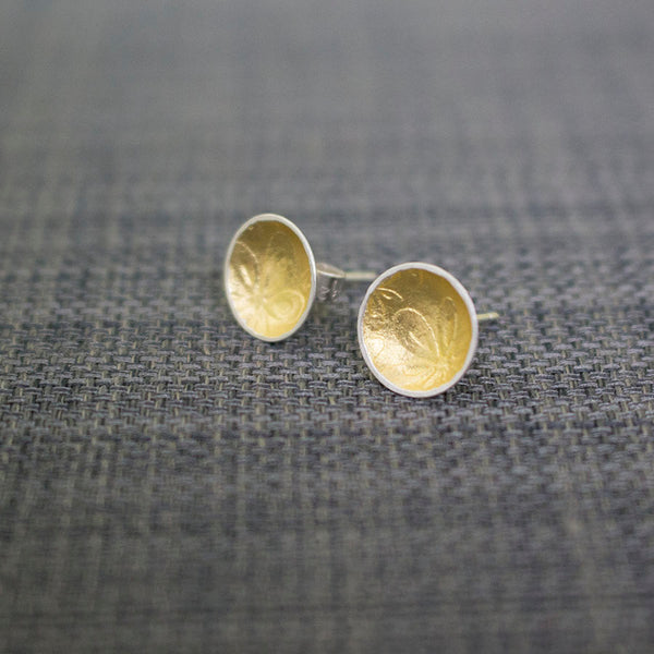 silver gold keum boo disc flower earring at Joanne Tinley Jewellery