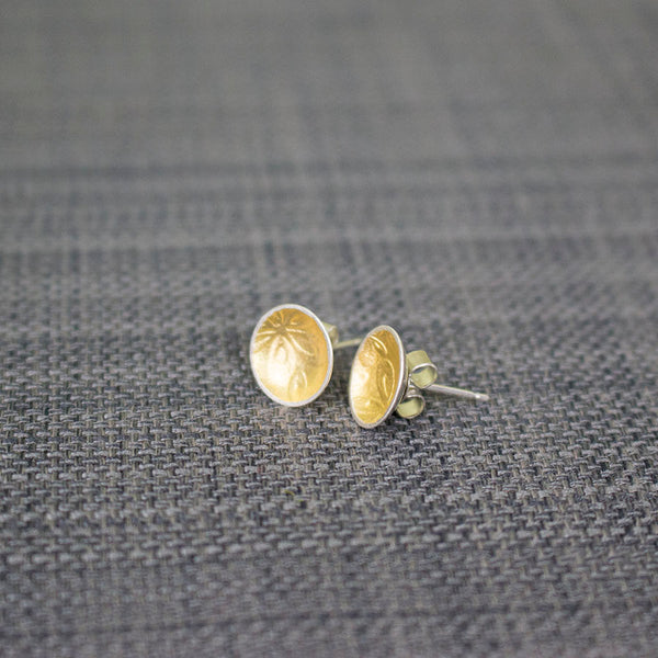 silver gold keum boo disc flower earring at Joanne Tinley Jewellery