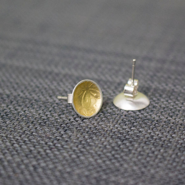 silver gold keum boo disc flower earring at Joanne Tinley Jewellery