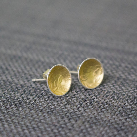 silver gold keum boo leaf earring at Joanne Tinley Jewellery