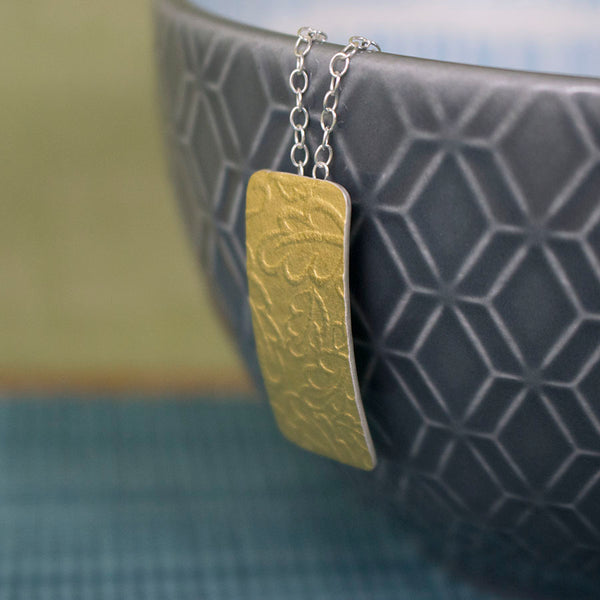 24k keum boo silver rectangular oak pendant from Joanne Tinley Jewellery