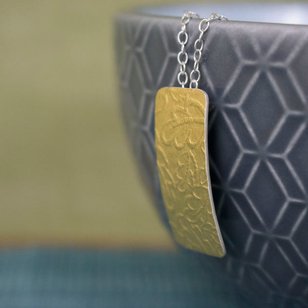 24k keum boo silver rectangular oak pendant from Joanne Tinley Jewellery