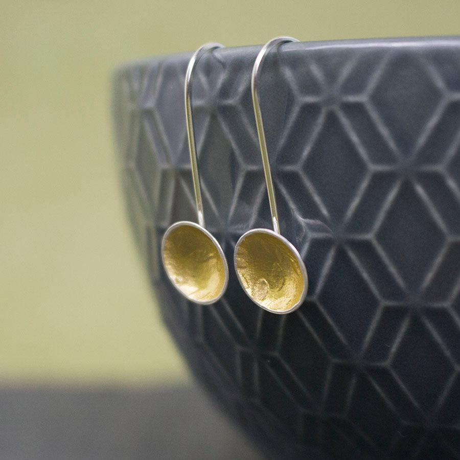 Golden Leaf Cup Drop Earrings - Wholesale