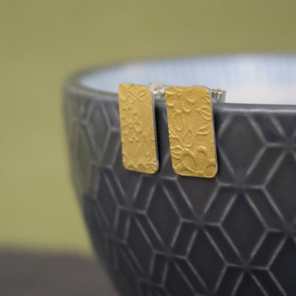 Golden Blossom Tag Stud Earrings - Wholesale