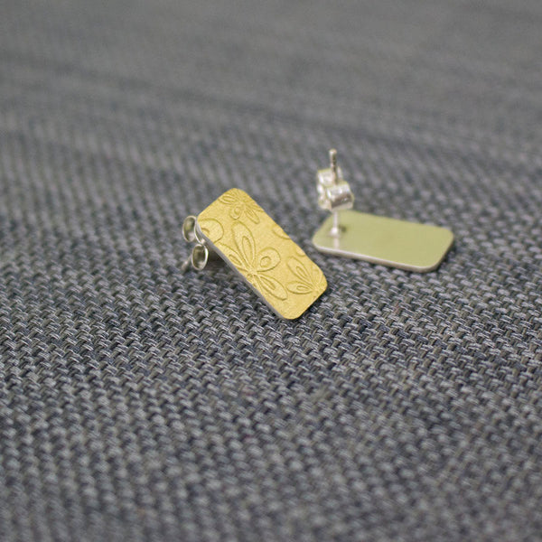 Golden Flora Tag Stud Earrings - Wholesale