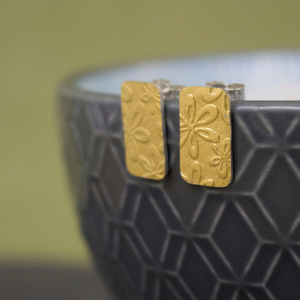 Golden Flora Tag Stud Earrings - Wholesale