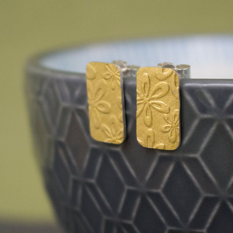 Golden Flora Tag Stud Earrings - Wholesale