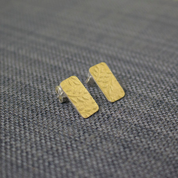 Golden Leaf Tag Stud Earrings - Wholesale