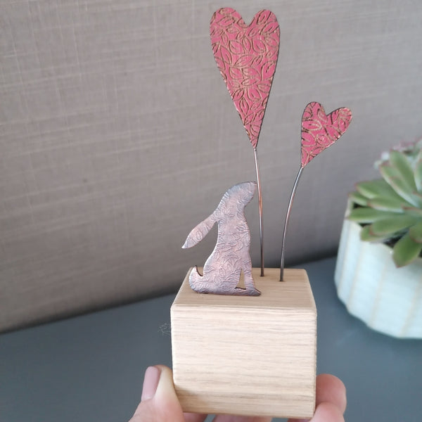 Red Heart Gazing Hare Ornament
